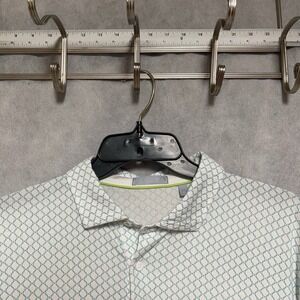 Tasc Polo Shirt Men's XL White Geometric AOP Performance Golf Active Versatile